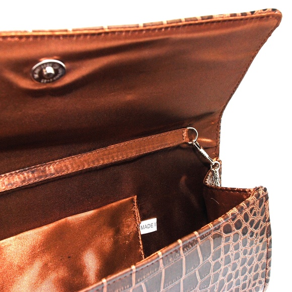 Brown Alligator Evening Clutch | Purse | Handbag (vegan) - Picture 4 of 5